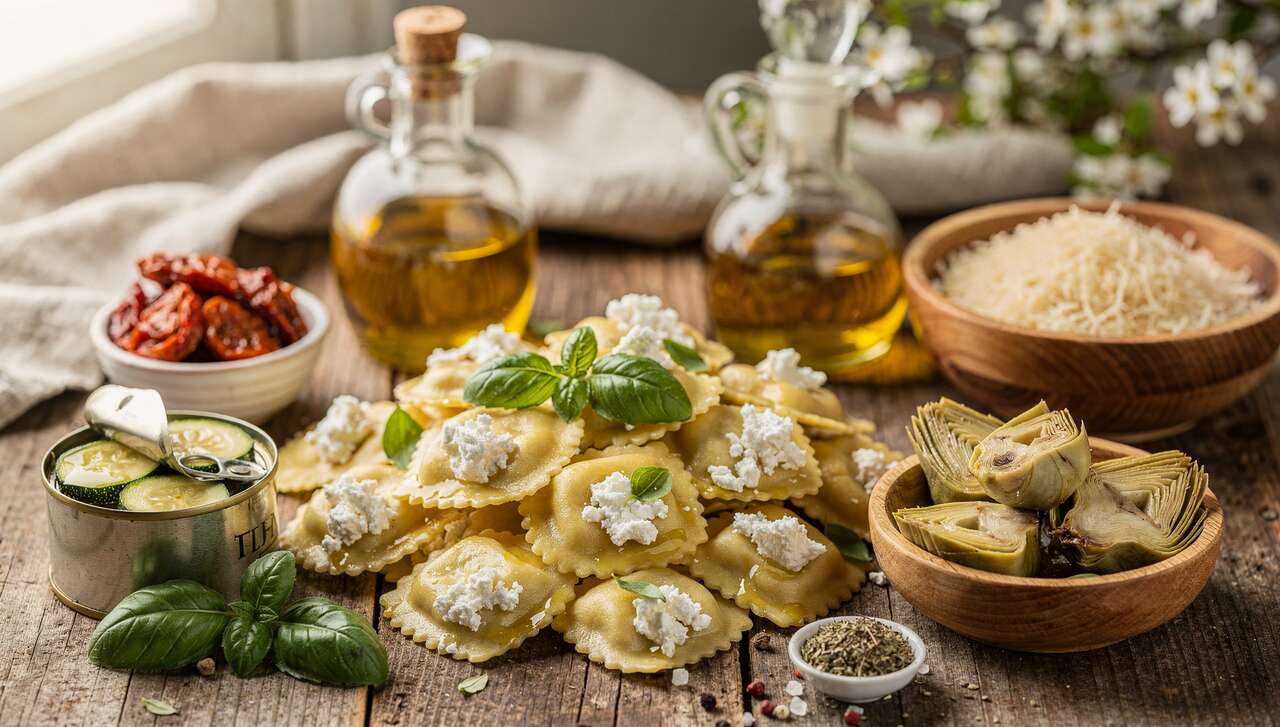 Raviolis ricotta basilic : recette printanière aux légumes