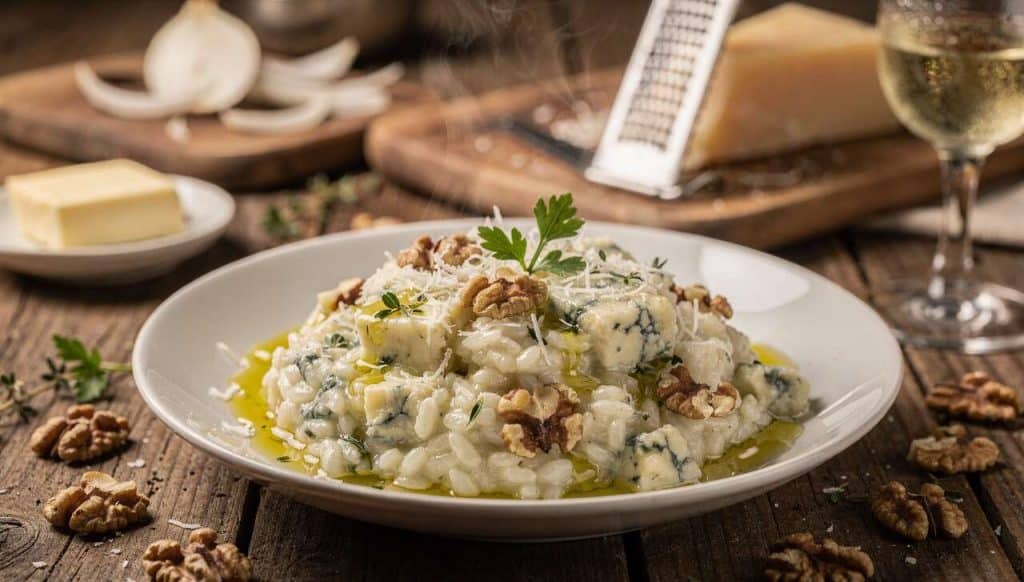 Risotto au gorgonzola et noix : recette italienne savoureuse