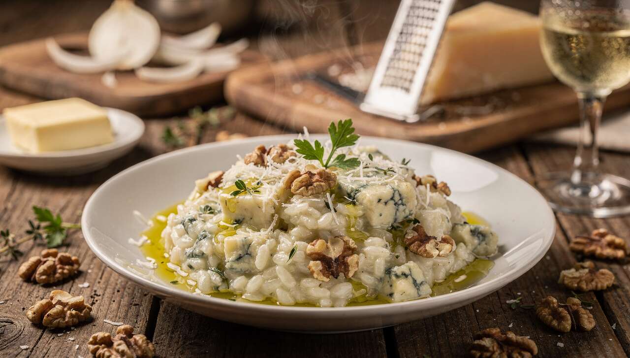 Risotto au gorgonzola et noix : recette italienne savoureuse