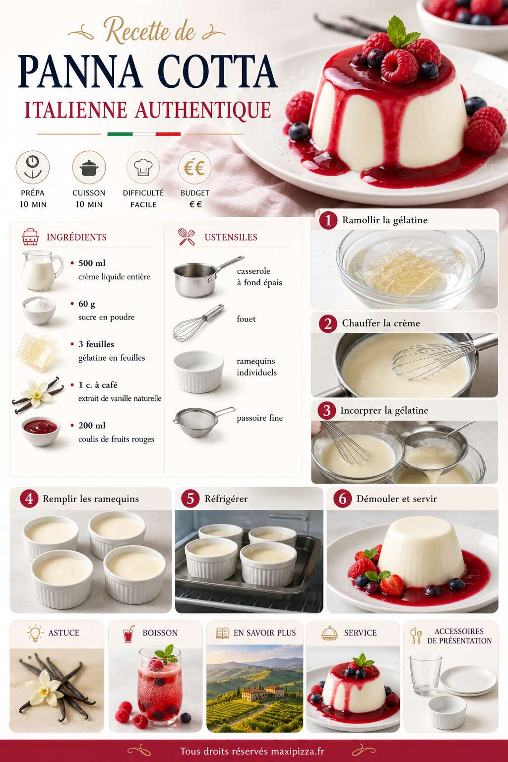 Fiche recette Recette de panna cotta italienne authentique