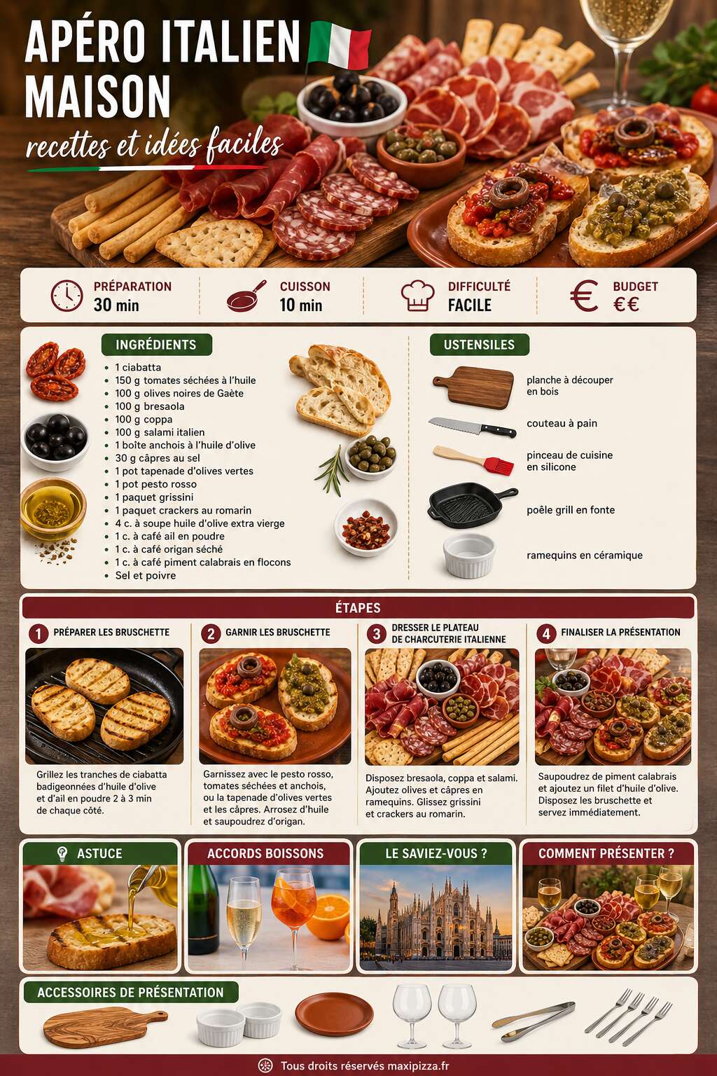 Fiche recette Ap&eacute;ro italien maison : recettes et id&eacute;es faciles
