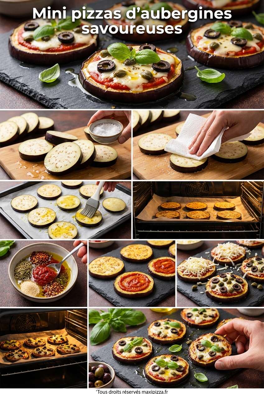 Fiche recette Recette de mini pizzas d'aubergines savoureuses