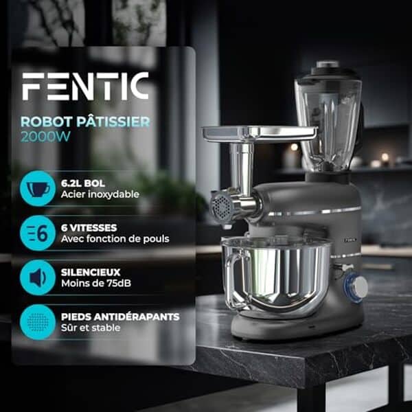 Découvrez notre test détaillé du robot pâtissier Fentic 2000W 6 en 1. Performances, fonctionnalités et avis complets pour bien choisir votre robot multifonction.