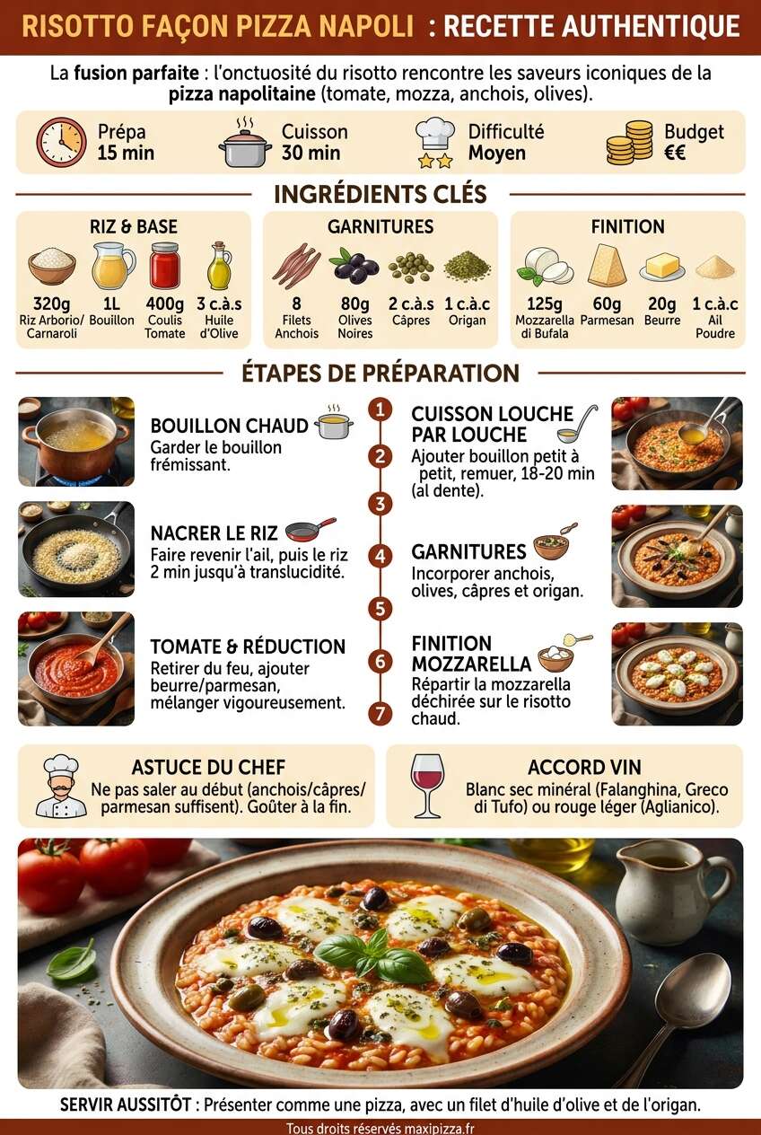 Fiche recette Risotto fa&ccedil;on Pizza Napoli : recette authentique