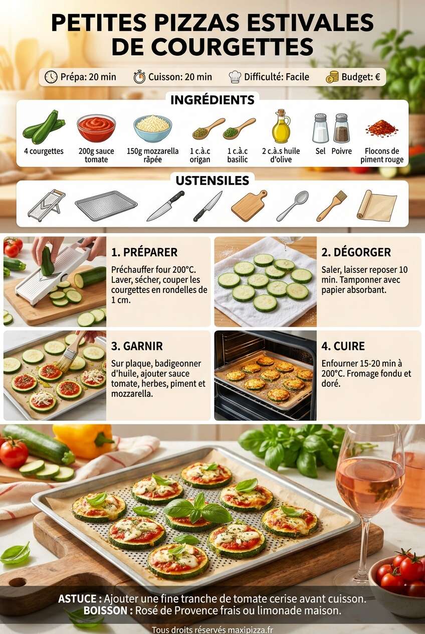 Fiche recette Recette de petites pizzas estivales de courgettes Fiche recette Recette de petites pizzas estivales de courgettes