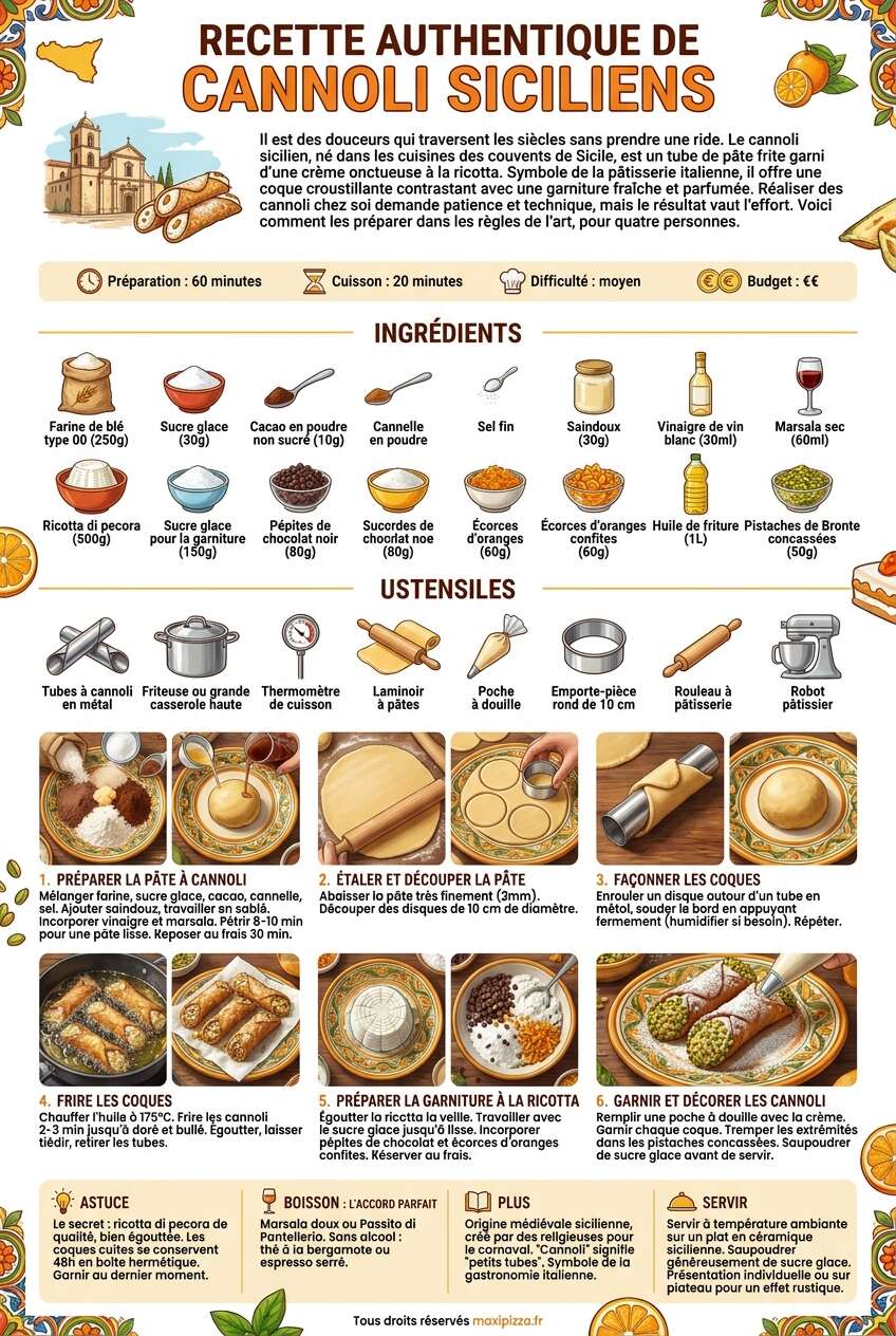 Fiche recette Recette authentique de cannoli siciliens