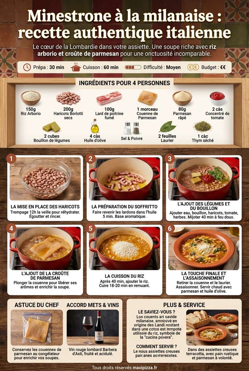 Fiche recette Minestrone à la milanaise : recette authentique italienne Fiche recette Minestrone à la milanaise : recette authentique italienne