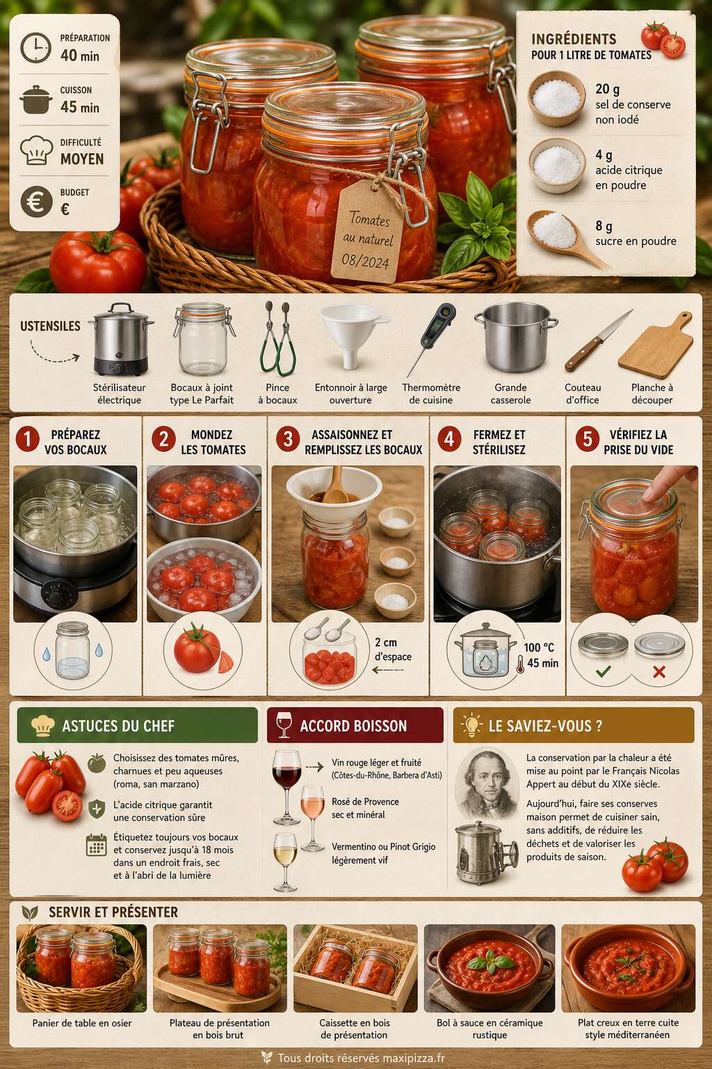 Fiche recette Conserves de tomates au naturel : astuces et recettes