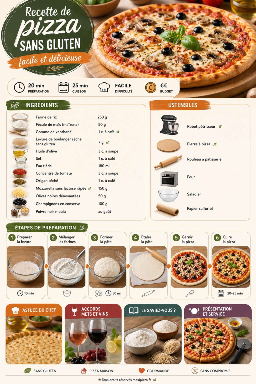Fiche recette Recette de pizza sans gluten : facile et d&eacute;licieuse