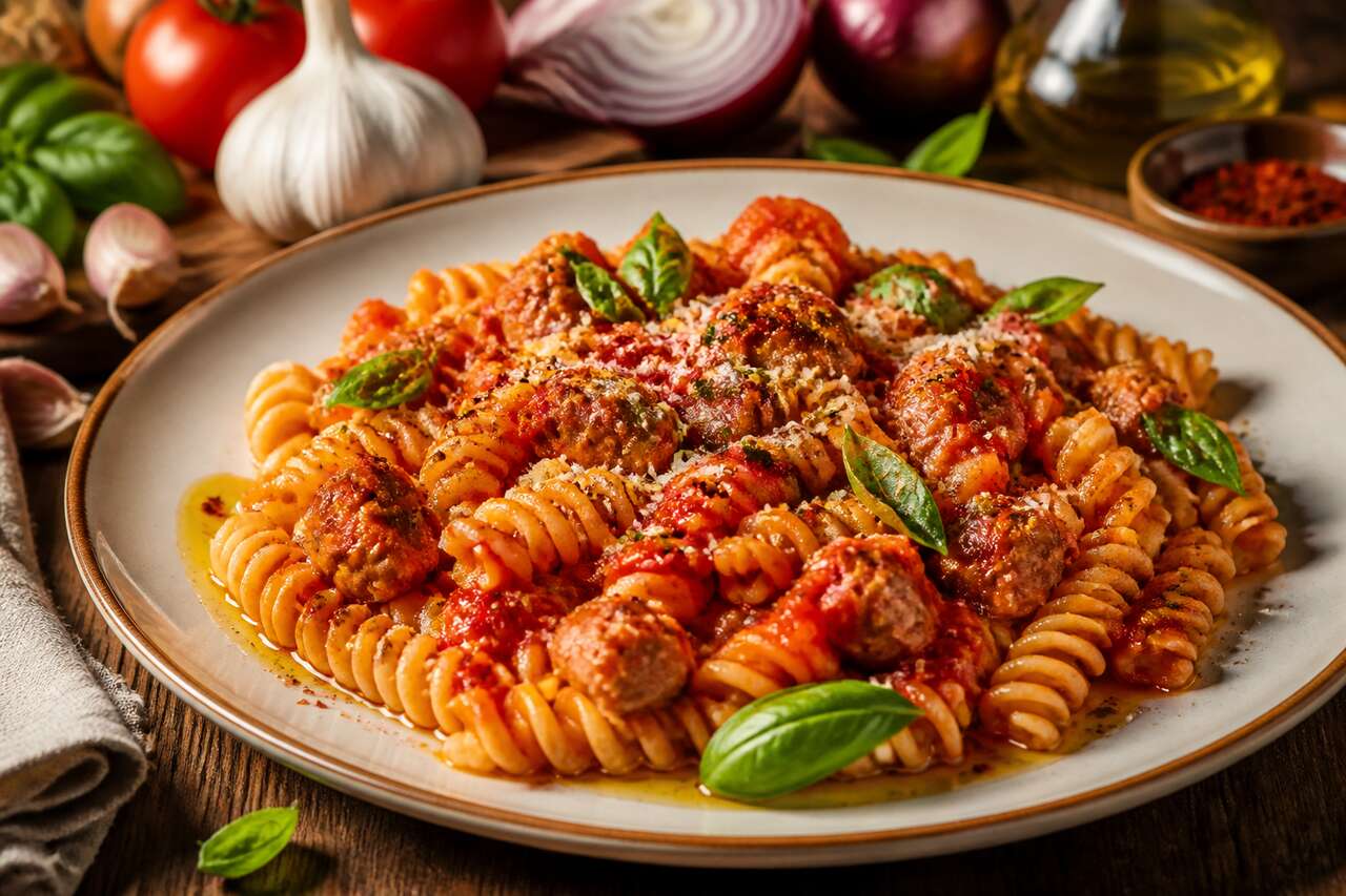 Fusilli du Cilento : recette italienne à la sauce tomate et chair à saucisse