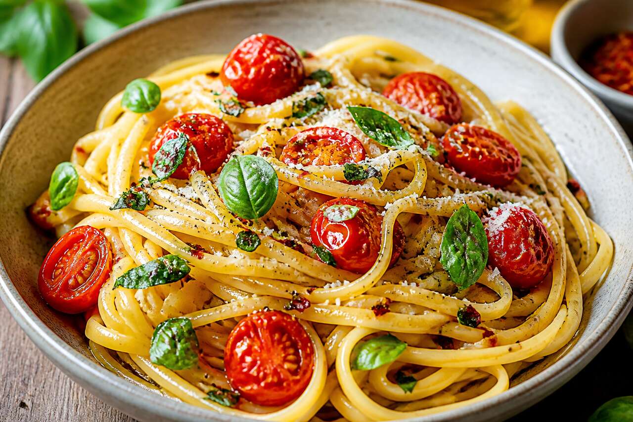 Recette de linguine aux tomates cerises et basilic