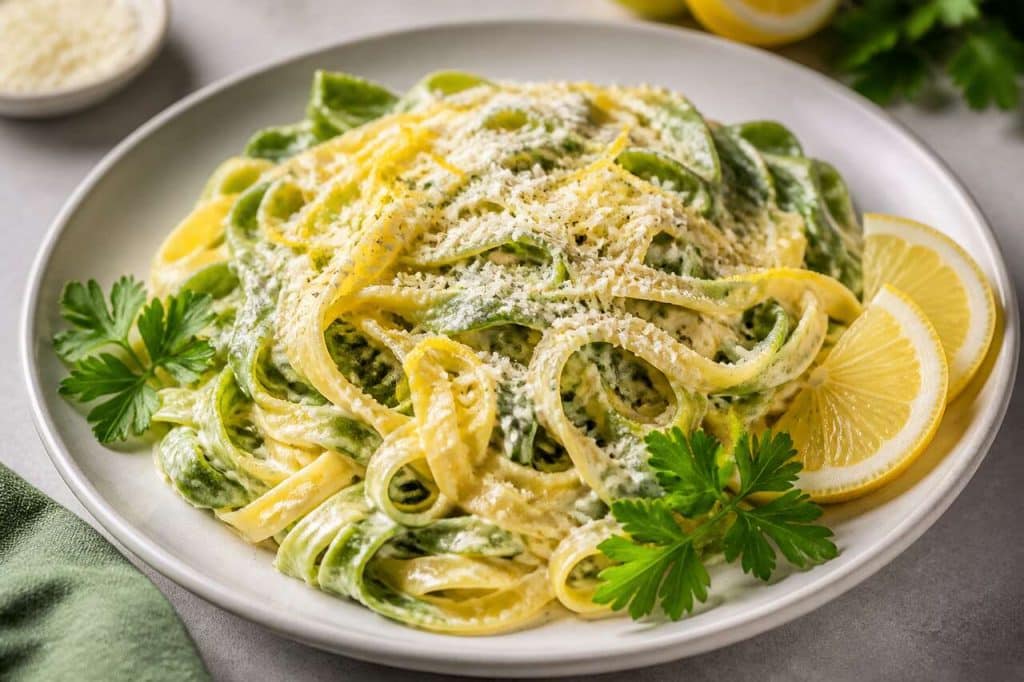 Recette : tagliatelle paglia e fieno au citron - cuisine italienne