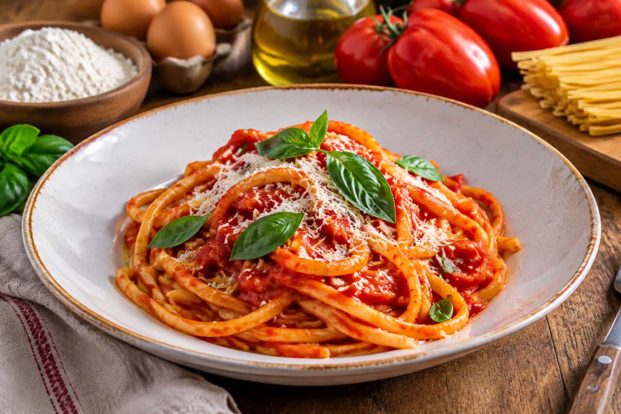 Recette italienne : maccheroni alla chitarra à la sauce tomate