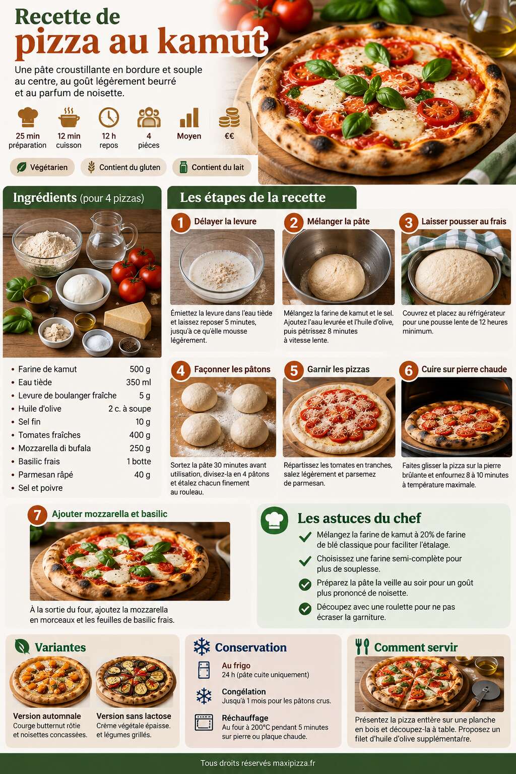 Fiche recette Recette de pizza au kamut Fiche recette Recette de pizza au kamut