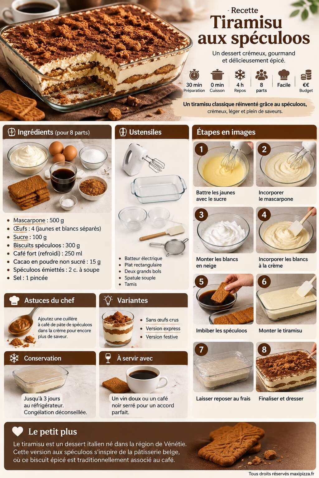 Fiche recette Recette tiramisu aux spéculoos Fiche recette Recette tiramisu aux spéculoos
