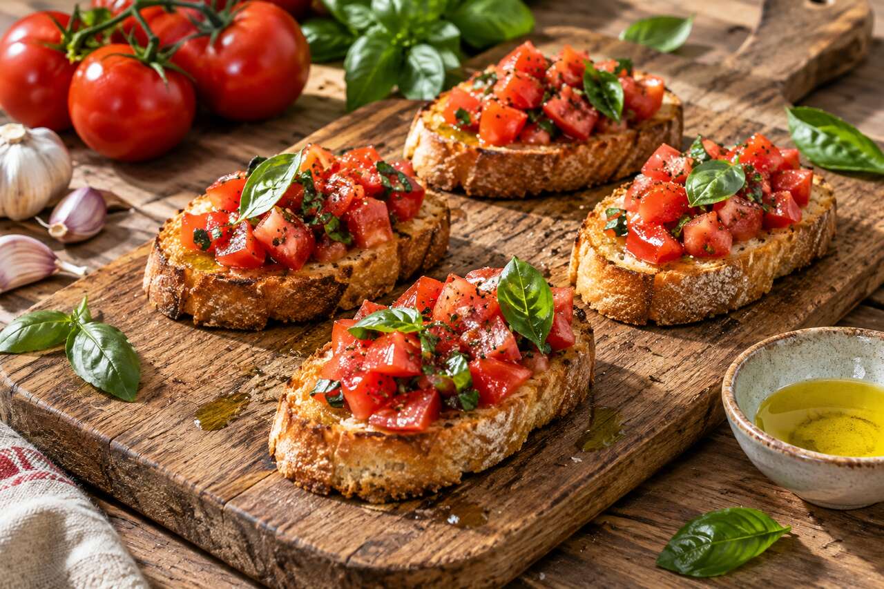 Recette de bruschetta italienne aux tomates
