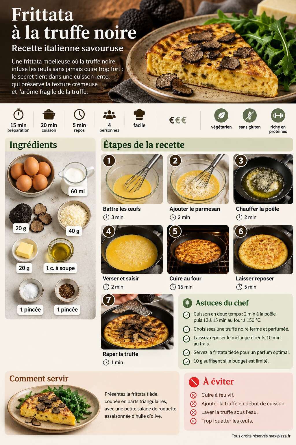 Fiche recette Frittata &agrave; la truffe noire : recette italienne savoureuse
